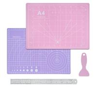 COEWUR A4 Cutting Mat 30cm x 22cm - Crafting Board Mat, Self Healing, Double-Sided, Non-Slip Surface - for Quilting Sewing Scrapbooking Patchwork Arts Hobby Project- with Grid Lines Scale Pink/Purple