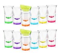 COEWUR Coloured Shot Glasses - 30ml Heavy Base Shot Glasses Set of 12 - Stackable, Multicoloured, Reusable Clear Glass for Vodka, Tequila, Whisky