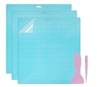 COEWUR Light Grip Cutting Mat for Cricut 12x12 inch, 3pcs Blue Adhesive Sticky Replacement Cutting Mats for Cricuts Maker 3/Maker/Explore 3/Air 2/Air/One with Tweezers and Scraper