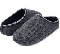 COFACE Mens Cozy Sock Slippers Scuff Comfy Memory Foam Slip On Soft Bedroom Clog House Shoes for Man Indoor Outdoor Black Size 11