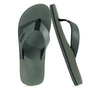 COFACE Mens Flip Flops Comfortable Yoga Mat Cushion Thong Sandals with Arch Support Casual Summer Beach Slides For Man, Army Green Size 11