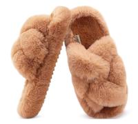COFACE Women’s Fluffy Slippers Open Toe Cosy Faux Fur Slides Slipper Ladies Fashion Platform Furry Slip On Comfy Memory Foam House Shoes with Arch Support Indoor Outdoor Sole Size 8