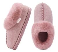 COFACE Womens Bootie Slippers Ladies Woman Boots Faux Fur Fluff Fuzzy Furry Plush Warm Felt House Home Full Cloud Memory Foam Cute Cosy Cozy Comfy Bedroom 2025 Winter Indoor Outdoor Pink Size 6 uk