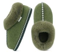 COFACE Womens Bootie Slippers Ladies Woman Boots Faux Fur Fluff Fuzzy Furry Plush Warm Felt House Home Full Cloud Memory Foam Cute Cosy Cozy Comfy Bedroom 2025 Winter Indoor Outdoor Green Size 8 uk
