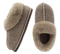 COFACE Womens Bootie Slippers Ladies Woman Boots Faux Fur Fluff Fuzzy Furry Plush Warm Felt House Home Full Cloud Memory Foam Cute Cosy Cozy Comfy Bedroom 2025 Winter Indoor Outdoor Brown Size 6.5 uk