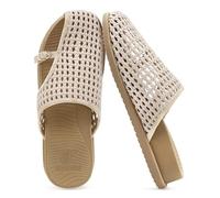 COFACE Womens Dressy Orthotic Sandals with Comfortable Plantar Fasciitis Arch Support Ladies Breathable Woven Mesh Mules Lightweight Fashion Slides Thick Cushion Slip on Shoes Beige Size 11