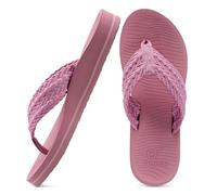 COFACE Womens Orthopedic Flip Flops Comfortable Orthotic Arch Support Sandals Open Toe Soft Cushion Recovery Plantar Fasciitis 2025 Summer Walking Slip On Ladies Flip Flops for Woman DarkPink Size 7