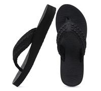COFACE Womens Orthopedic Flip Flops Comfortable Orthotic Arch Support Sandals Open Toe Soft Cushion Recovery Plantar Fasciitis 2025 Summer Walking Slip On Ladies Flip Flops for Woman Black Size 4