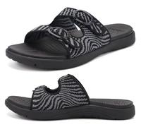 COFACE Womens Sandals Comfortable Orthopedic Orthotic Recovery Arch Support 2025 Ladies Plantar Fasciitis Relief Walking Vacations Outfits Cushioned Cloud Slip On Slides for Woman Black Size 7