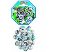 COFALU 500827 Lot de 16 mm 25 mm Tigre Blanc Marbles, Multicoloured, 20 Billes + 1 Calot