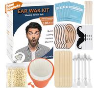 CoFashion Hypoallergenic Nose and Ear Hair Removal Kit for Men and Women - 120g with 42 Wax Sticks, 21 Wipes After Hair Removal, 21 Moustache Protectors for Nose Navy
