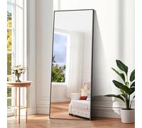 COFENY Full Length Mirror, 165 x 60 cm Black Mirror Full Length with Aluminum Frame, Large Mirrors Wall Standing, Leaning or Hanging, Long Mirrors for Bedroom, Living Room