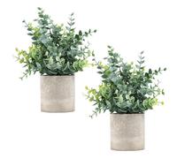 Coferset 2 Pack Artificial Eucalyptus Mini Potted Plants Fake Sprayed Eucalyptus Plant in Pots Small House Plants for Home Office Desk Room Decor (Eucalyptus, 2)