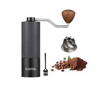 COFFA Manual Coffee Grinder - 6-Fluted Stainless Steel Burr, Adjustable Grind Size, Portable Hand Crank for Espresso, French Press, Pour Over - Travel Friendly & Durable (Black)