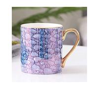 Coffe Mug Golden Striped Bone China Coffee Mug Afternoon Tea Office Water Cup,Breakfast Cup(With Golden Handle)/ 380ml Coffe Mugs (Color : Blue)