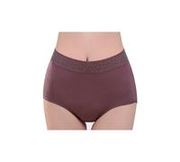 (Coffee, 2XL) Women Solid Color High Waist Trace less Flower Briefs
