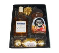 Coffee & Alcohol Gift Box | Hamper | Present | Christmas Gifts | Birthday Gift | Jamaican Rum | Gifts for Him | Caribbean Gifts (Martell VS Cognac 100ml)