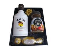 Coffee & Alcohol Gift Box | Hamper | Present | Christmas Gifts | Birthday Gift | Jamaican Rum | Gifts for Him | Caribbean Gifts (Malibu Original Rum 200ml)