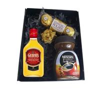 Coffee & Alcohol Gift Box | Hamper | Present | Christmas Gifts | Birthday Gift | Jamaican Rum | Gifts for Him | Caribbean Gifts (Grant's Scotch Whisky 200ml)