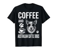 Coffee and Australian Cattle Dog Funny Australian Cattle Dog Value Graphic T-Shirt, Men, Black, L