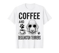 Coffee and Bedlington Terriers Funny Bedlington Terrier Value Graphic T-Shirt, Men, White, S