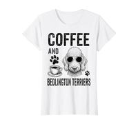 Coffee and Bedlington Terriers Funny Bedlington Terrier Value Graphic T-Shirt, Women, White, S
