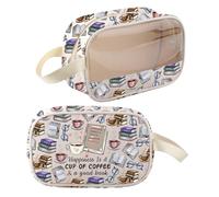 Coffee And Book Makeup Bag Happiness Is a Cup Of Coffee And a Good Book Gifts for Readers Bookish Cosmetic Zipper Pouch Bag