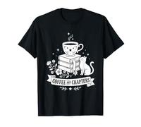 Coffee and Chapters Cat Book Lover Reading Coffee Quote T-Shirt