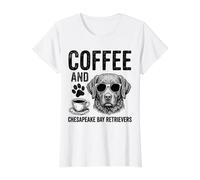 Coffee and Chesapeake Bay Retriever Value Graphic T-Shirt, Women, White, M