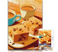 Coffee And Chocolate Chip Blondies Illustration 1000 Adult Pieces Jigsaw Puzzle Educational Fun Learning Activity Game Perfect Thoughtful Gift for Any Occasion Size 38x26cm