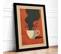 Coffee and Contemplation Minimalist Framed Wall Art Print A3 (42×29.7cm) Black, Wall Decor for Living Room, Bedroom, Office & Home, Ready to Hang, Art Gift