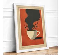 Coffee and Contemplation Minimalist Framed Wall Art Print A4 (29.7×21cm) White, Wall Decor for Living Room, Bedroom, Office & Home, Ready to Hang, Art Gift