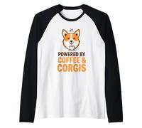 Coffee and Corgis Dog Lover Funny Mum Dad Pet Owner Parent Raglan Baseball Tee