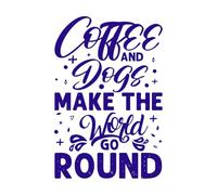 Coffee and Dogs Make The World go Round Coffee and Dog Typography Quotes Lettering Decals 36x54.1cm It Won't Fall Off DarkBlue