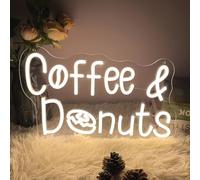 Coffee and Donuts Neon Sign for Wall Decor Personalized Custom Shop Neon Light Signs Bedroom Happy Birthday Wedding Party Logo Decorations Led Name Business Gift for Girl Women Warm White 40×24.1 CM