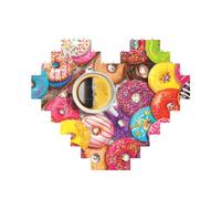 Coffee And Donuts Print Building Brick Block Puzzle Heart Shaped,Christmas Valentines Birthday Anniversary Presents