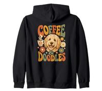 Coffee and Doodles Goldendoodle Mom retro dog doodle mom Zip Hoodie