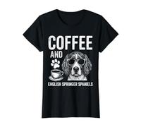 Coffee and English Springer Spaniel Value Graphic T-Shirt, Women, Black, S