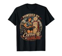 Coffee and Gasoline Retro Hotrod Distressed Style Design Value Graphic T-Shirt