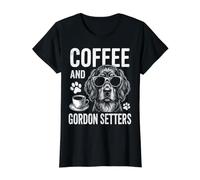 Coffee and Gordon Setters Funny Gordon Setter Value Graphic T-Shirt, Women, Black, M
