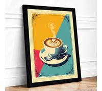 Coffee and Ideas Retro Framed Wall Art Print A4 (29.7×21cm) Black, Wall Decor for Living Room, Bedroom, Office & Home, Ready to Hang, Art Gift