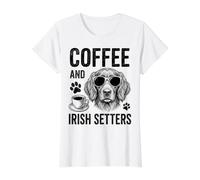 Coffee and Irish Setters Funny Irish Setter Value Graphic T-Shirt, Women, White, XL
