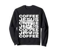 Coffee and Jesus All-Over Pattern Barista Christian Mom Art Sweatshirt