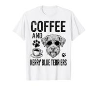 Coffee and Kerry Blue Terriers Funny Kerry Blue Terrier Value Graphic T-Shirt, Men, White, L