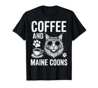 Coffee and Maine Coons Funny Maine Coon Value Graphic T-Shirt, Men, Black, L