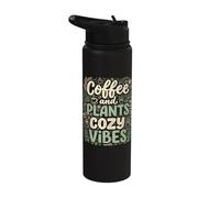 Coffee and Plants Cozy Vibes Plant Lover Stainless Steel Insulated Water Bottle