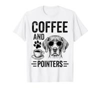 Coffee and Pointers Funny English Pointer Value Graphic T-Shirt, Men, White, L