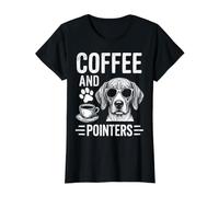 Coffee and Pointers Funny English Pointer Value Graphic T-Shirt, Women, Black, L