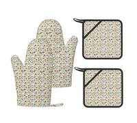Coffee And Sweets Sugar Chocolate Print Heat Resistant Gloves Pads Reusable Kitchen Set Oven Baking Grilling Cooking
