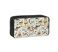 Coffee and Sweets Sugar Chocolate Print Large Pencil Case Big Capacity Pen Case Durable Pencil Box Stationery Bag for Travel Makeup